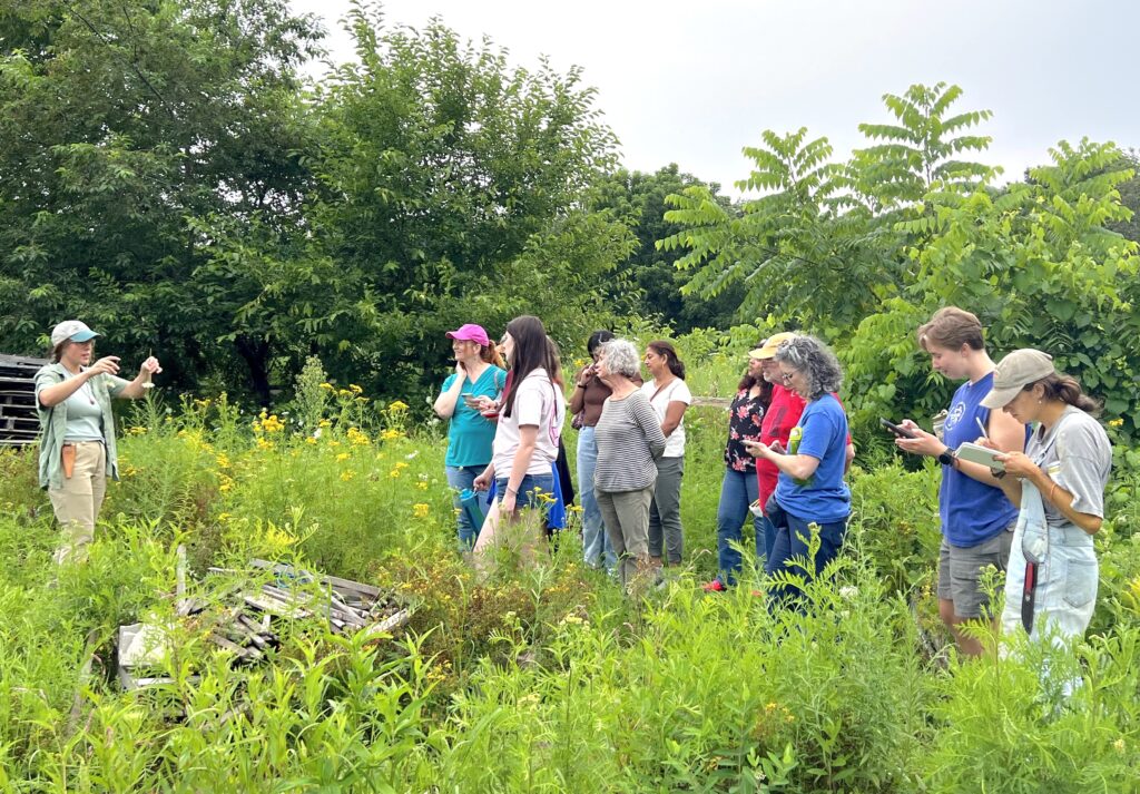 A group taking a nature class at the Farm.
